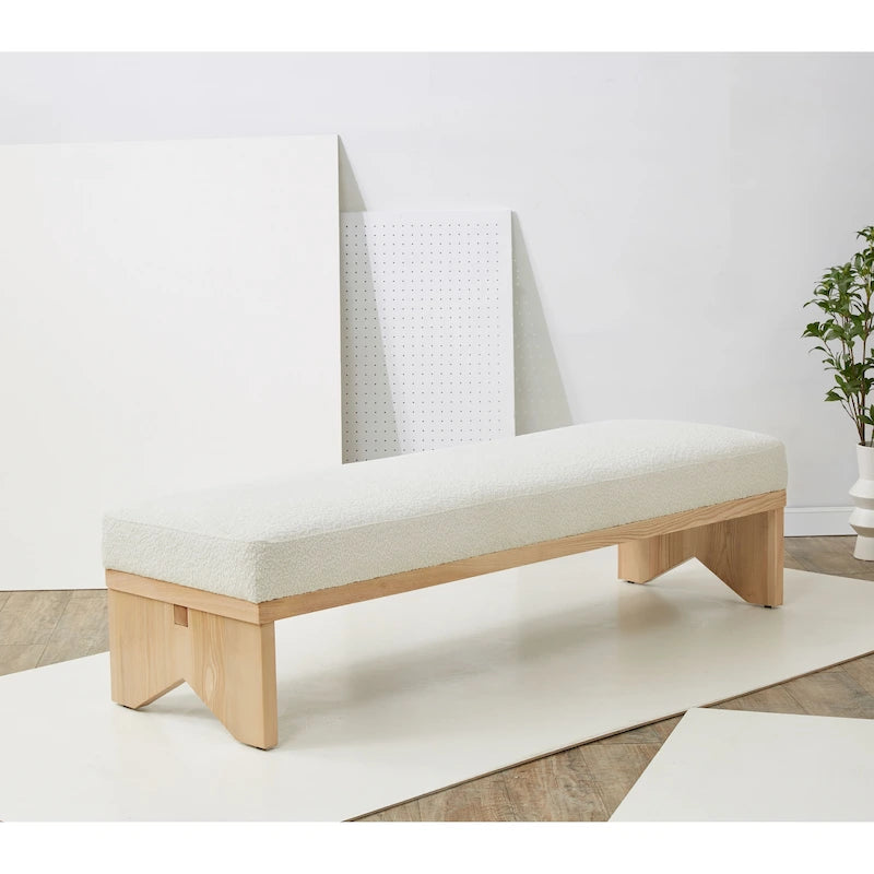 Mid-Century Modern Bouclé-Sitzbank