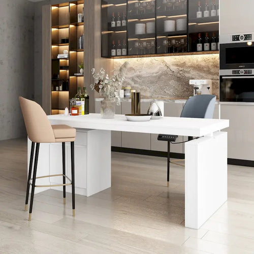 70.9W Dining Table White Adjustable Workstation Modern Office Desk