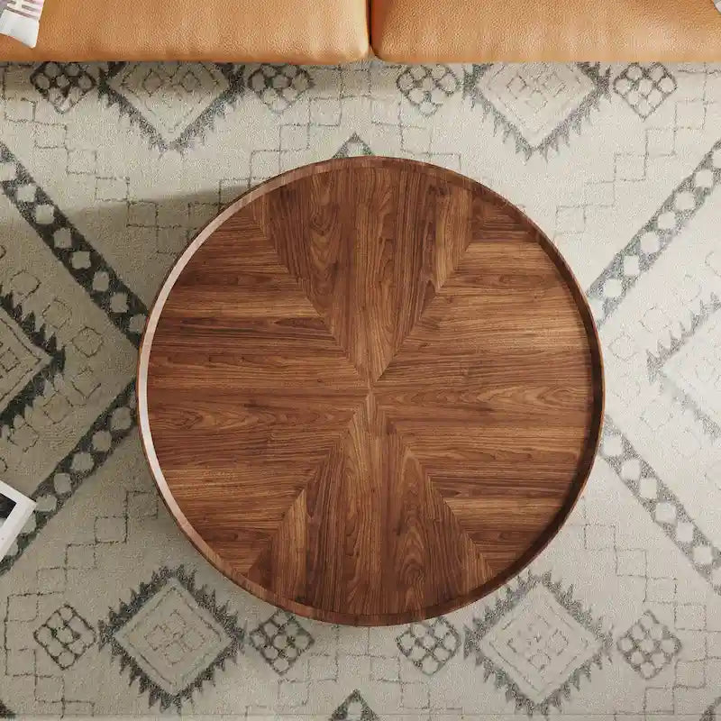 Mid-Century Modern runder Couchtisch aus Walnussholz für kleine Räume & Wohnungen