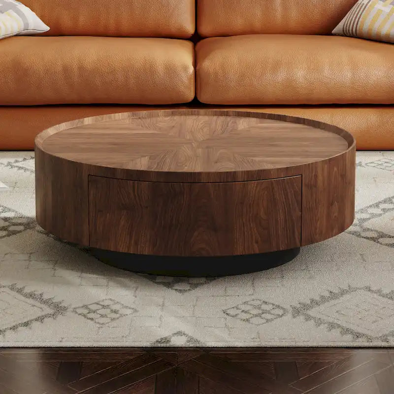 Mid-Century Modern runder Couchtisch aus Walnussholz für kleine Räume & Wohnungen