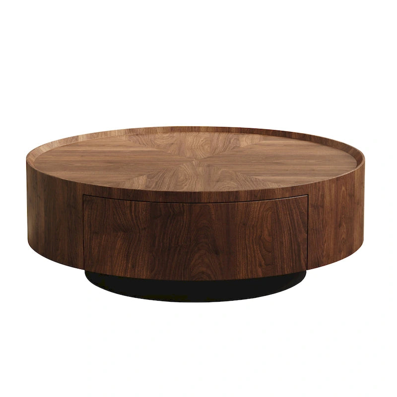 Mid-Century Modern runder Couchtisch aus Walnussholz für kleine Räume & Wohnungen