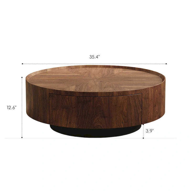 Mid-Century Modern runder Couchtisch aus Walnussholz für kleine Räume & Wohnungen