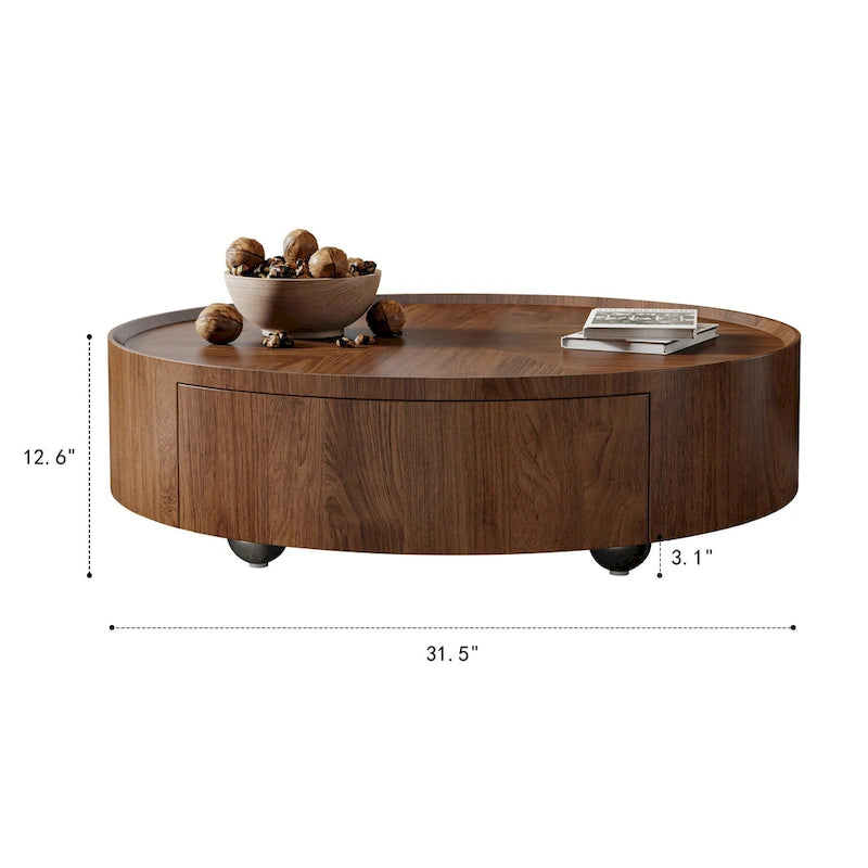 Mid-Century Modern runder Couchtisch aus Walnussholz für kleine Räume & Wohnungen