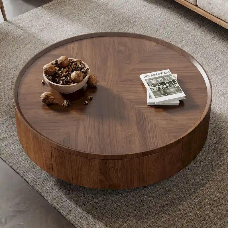 Mid-Century Modern runder Couchtisch aus Walnussholz für kleine Räume & Wohnungen