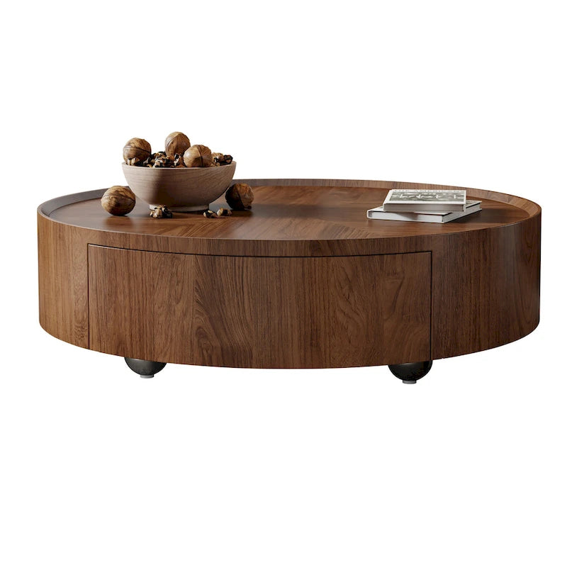 Mid-Century Modern runder Couchtisch aus Walnussholz für kleine Räume & Wohnungen