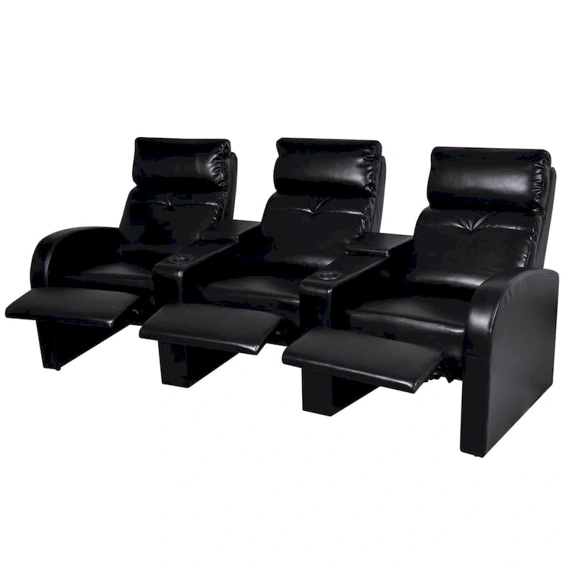3-Sitzer Heimkino Relaxsofa - Schwarzes Kunstleder