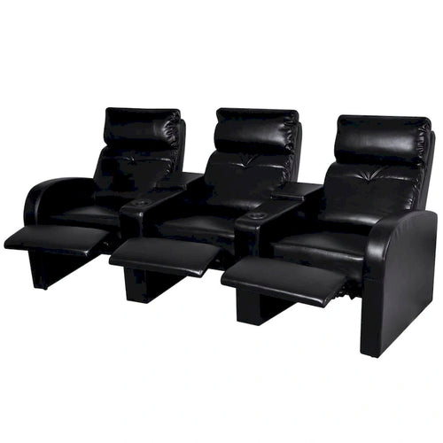 3-Sitzer Heimkino Relaxsofa - Schwarzes Kunstleder