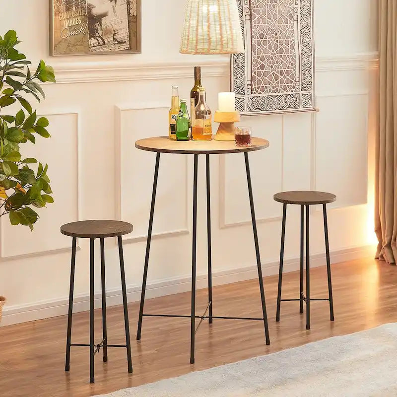 Bistro-Stehtisch runder Esstisch – Braun/Schwarz/Kaffee/Ahorn
