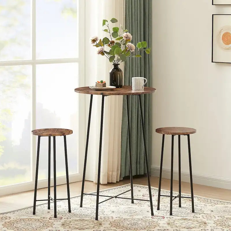 Bistro-Stehtisch runder Esstisch – Braun/Schwarz/Kaffee/Ahorn