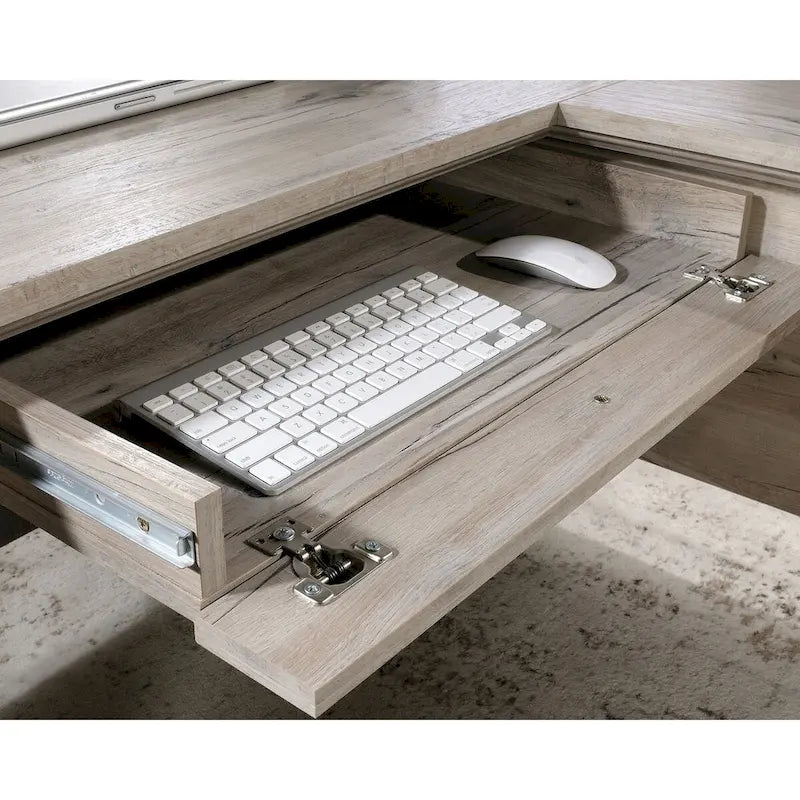 L-förmiger Schreibtisch in Vintage Eiche mit Aktenschublade und CPU-Schrank