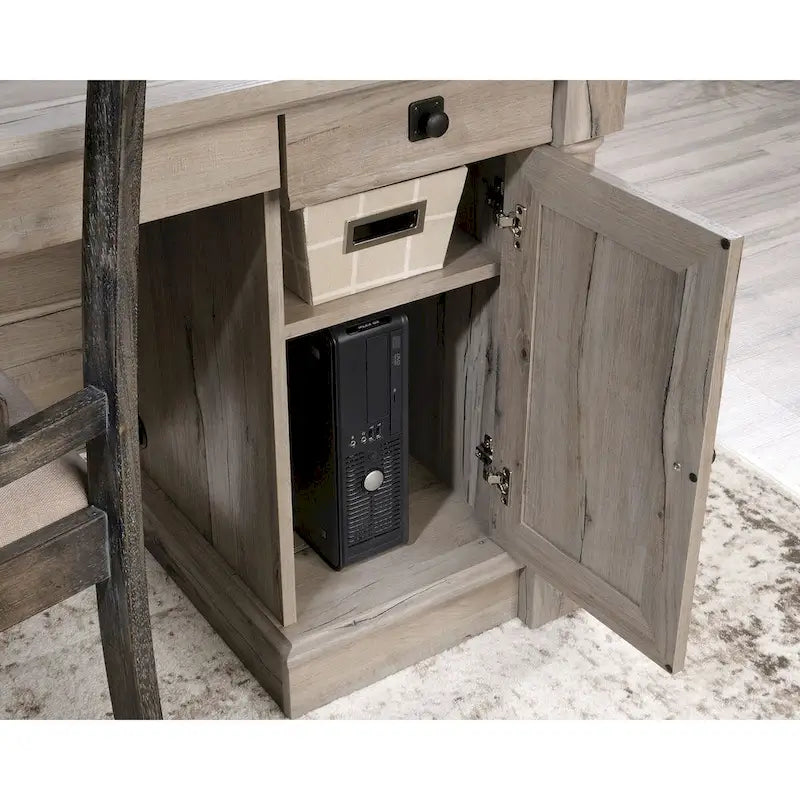 L-förmiger Schreibtisch in Vintage Eiche mit Aktenschublade und CPU-Schrank