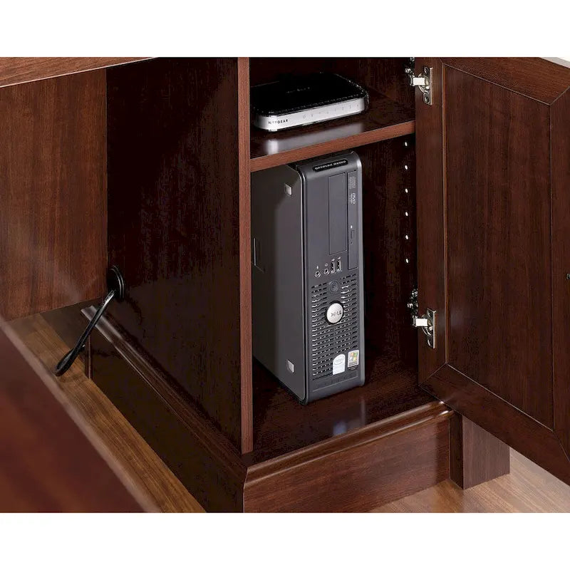 L-förmiger Schreibtisch in Vintage Eiche mit Aktenschublade und CPU-Schrank