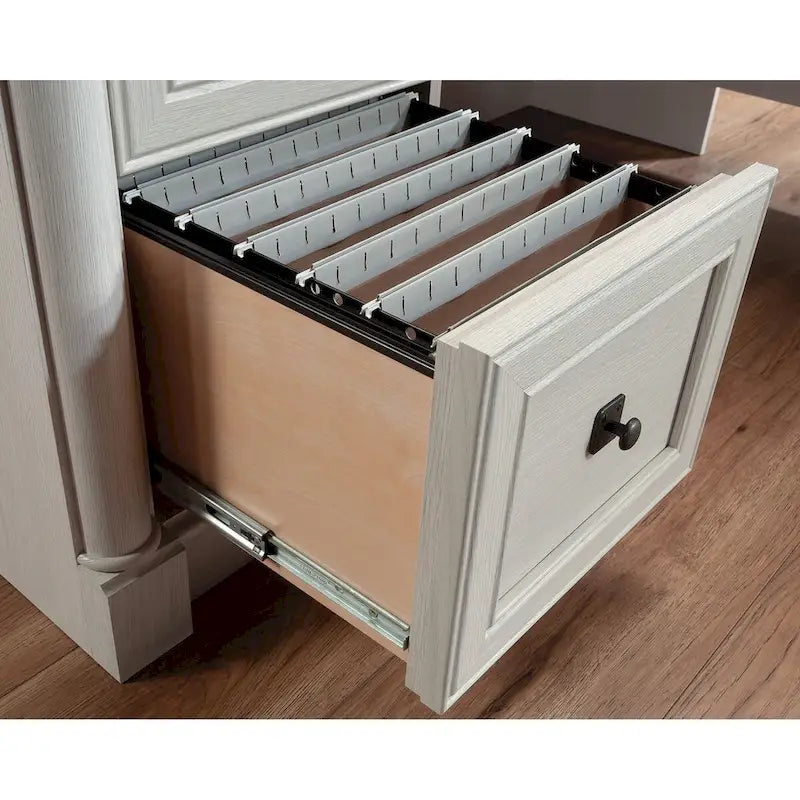L-förmiger Schreibtisch in Vintage Eiche mit Aktenschublade und CPU-Schrank