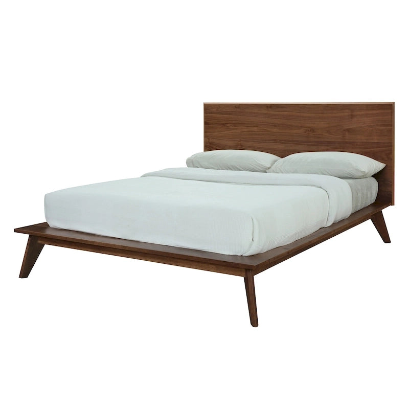 Queensize-Plattformbett mit Nussbaumfurnier-Kopfteil