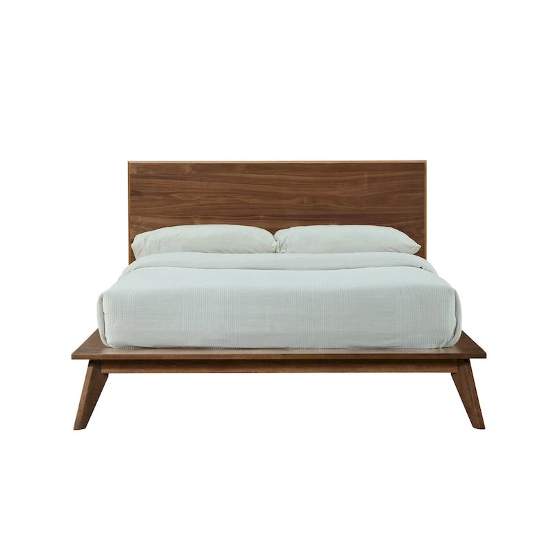 Queensize-Plattformbett mit Nussbaumfurnier-Kopfteil