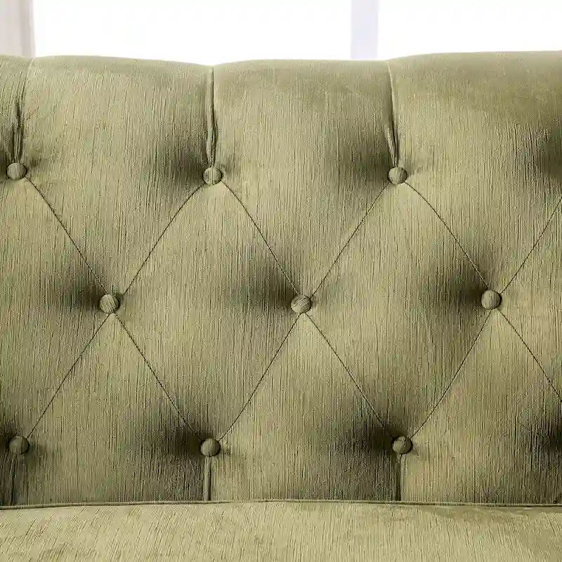 Übergangslove seat mit gepolstertem massivem Holz und grünem Bezug