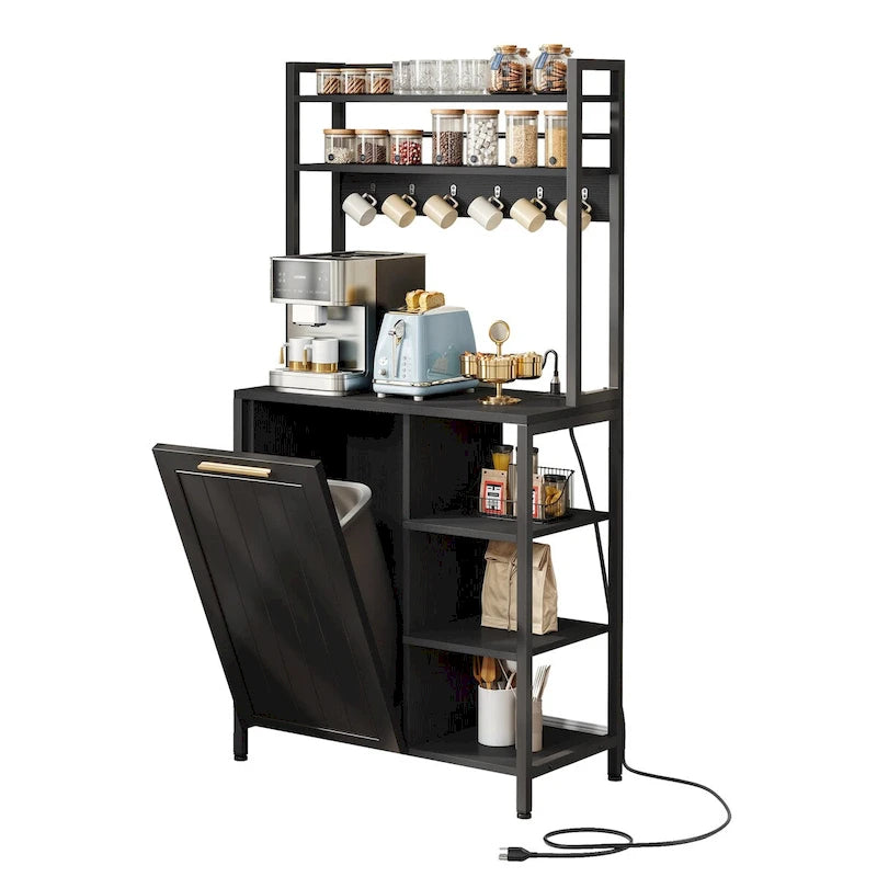 6-stöckiges Küchenregal mit Ablagen und Mülleimerschrank