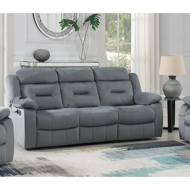 3-Sitzer Relaxsofa mit USB-Anschlüssen und Samtbezug