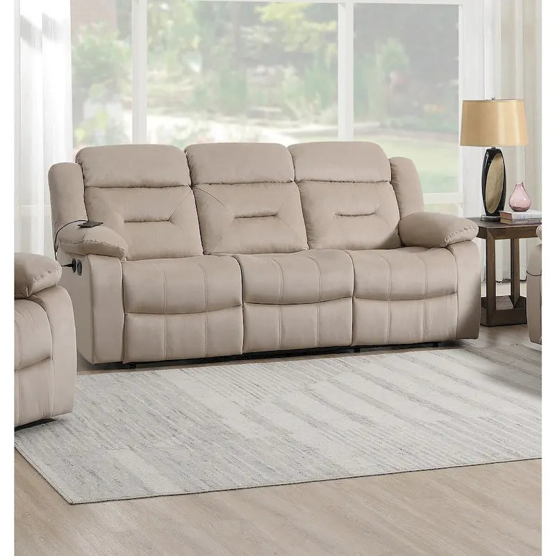3-Sitzer Relaxsofa mit USB-Anschlüssen und Samtbezug