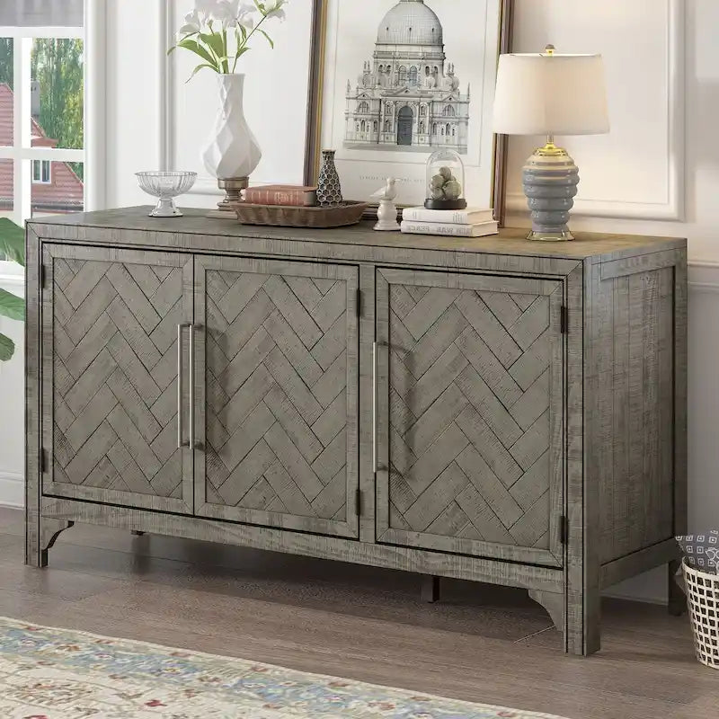 Aufbewahrungsschrank Sideboard mit 3 Türen und verstellbaren Einlegeböden