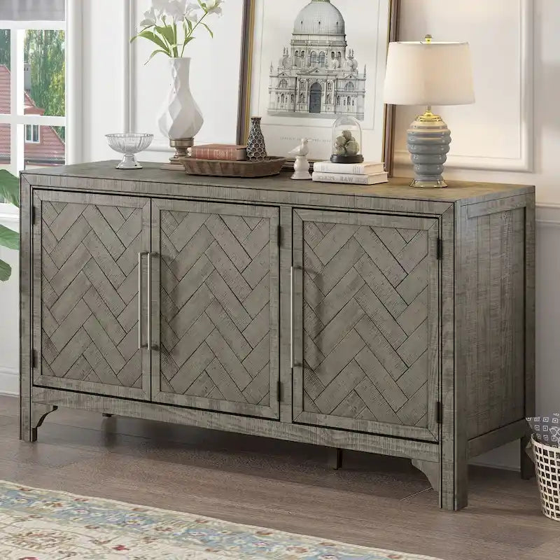 Aufbewahrungsschrank Sideboard mit 3 Türen und verstellbaren Einlegeböden