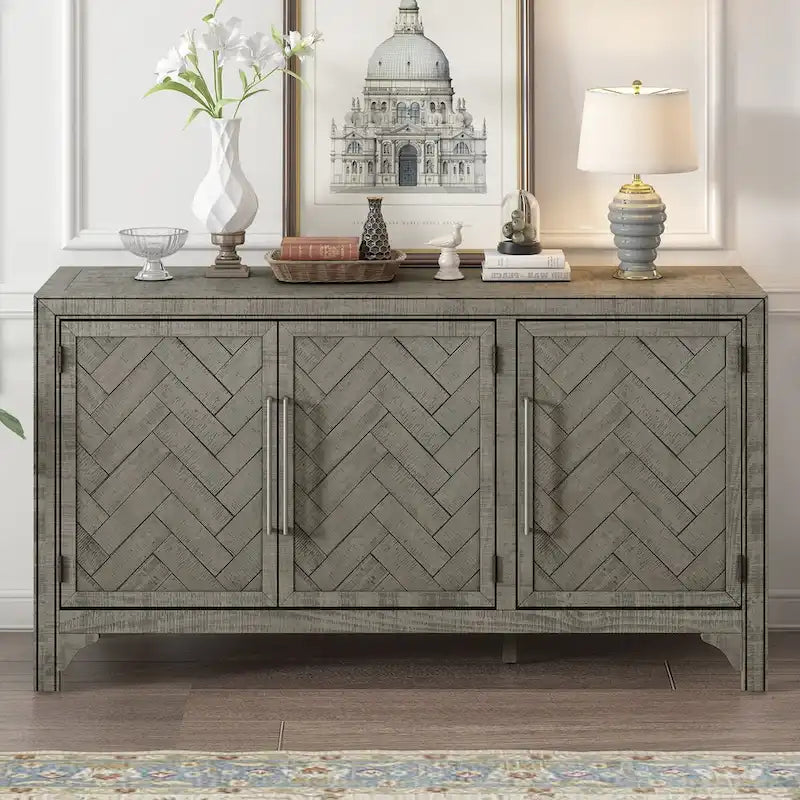 Aufbewahrungsschrank Sideboard mit 3 Türen und verstellbaren Einlegeböden